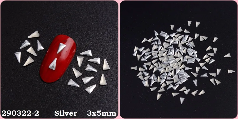 4 мм/3 мм/3x5 мм Золотой/Серебряный треугольник Hot Fix Nail Art заклепки панк-рок стиль для DIY украшения ногтей