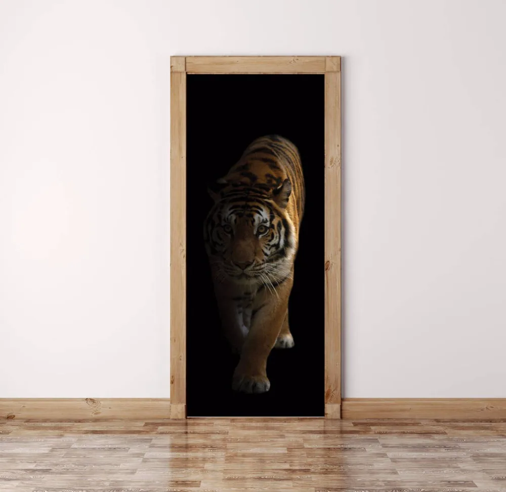 3D Настенные обои с рисунком тигровой двери Настенная Наклейка принтом