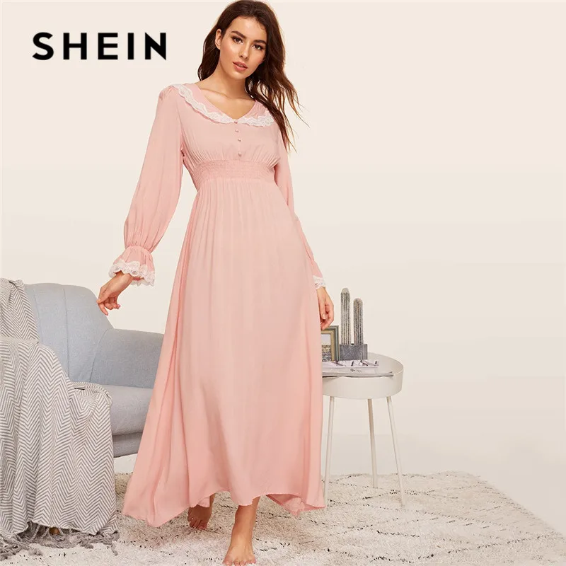 SHEIN Вечернее Платье С Оригинальным Рукавом И Кружевной Отделкой, Вечернее Платье С Длинным Рукавом