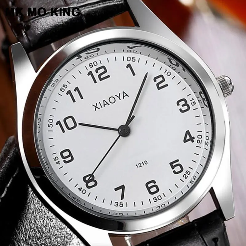 Новые корейские модные черные коричневые кожаные мужские и женские часы