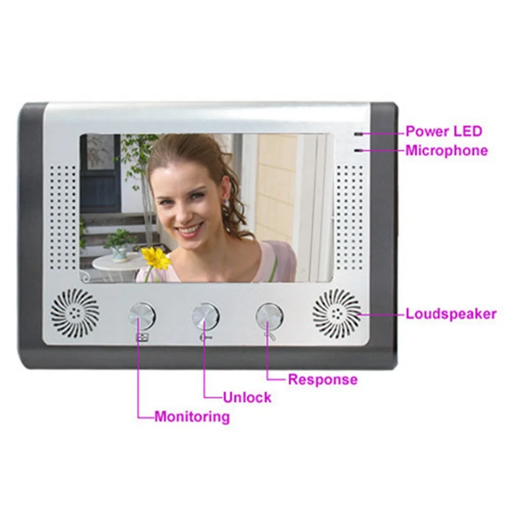 Home Security 7 Inch Video Door Phone Doorbell Intercom System Kit 1-camera 1-monitor Night Vision+Electronic locks Set | Безопасность и