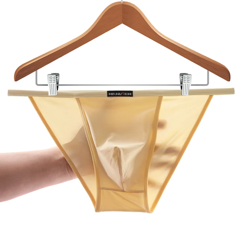 Мужское сексуальное нижнее белье брифы из ледяного шелка U образные выпуклые