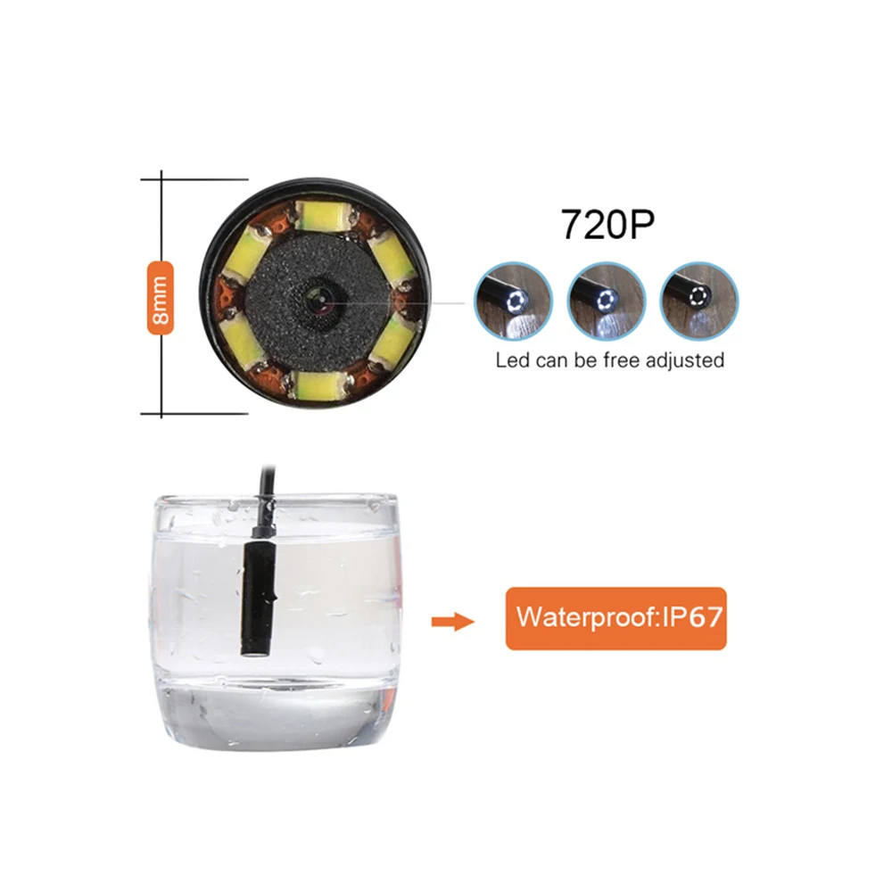Wi Fi эндоскопа 8 мм Len 720 P Камера жесткий кабель инспекции бороскоп змея трубка USB