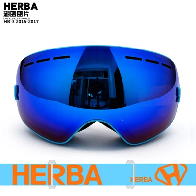 Новинка, лыжные очки HERBA, двойные линзы, UV400, анти-туман, для взрослых, сноуборд, Лыжный спорт, очки для женщин, мужчин, снежные очки - Цвет: Blue Frame Blue