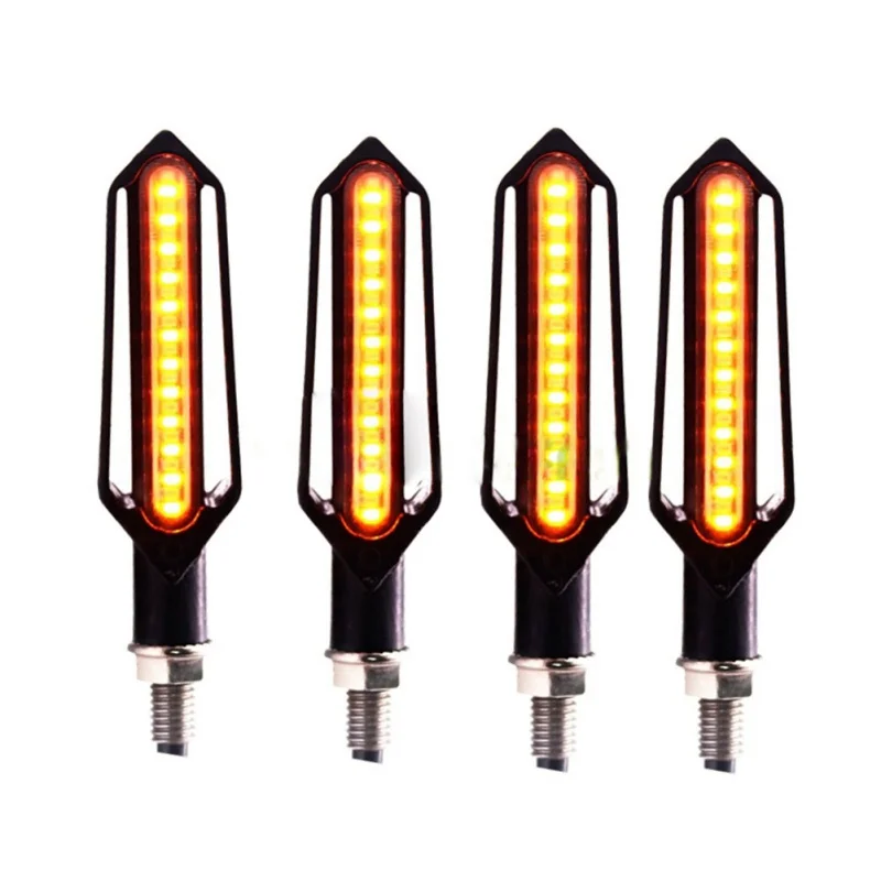 4Pcs Мотоцикл поворотники светодиодный свет E24 струящаяся вода мигалка мигающий индикатор Гибкий Хвост Стоп сигнал противотуманная фара мотоцикла - Цвет: 4Pcs