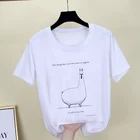 Футболка женская тонкая с милым животным принтом, топ с коротким рукавом, одежда в стиле Харадзюку, белая, на лето