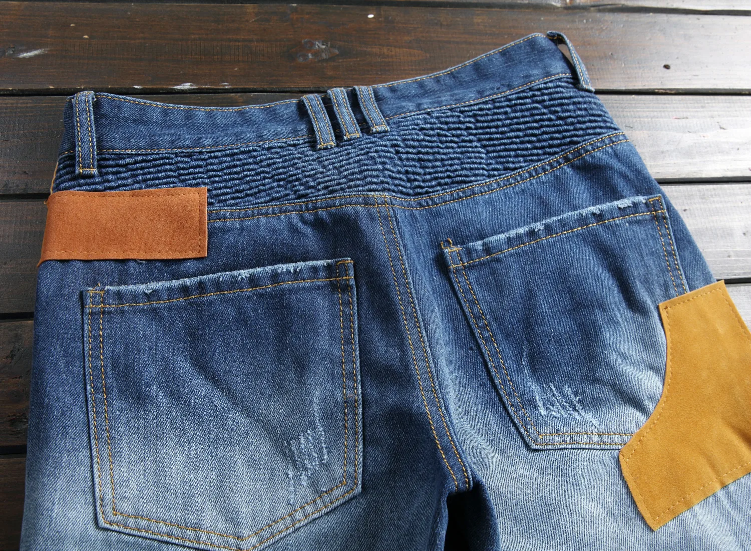 QMGOOD Men's Jeans Patch Stitching Ripped Denim Hip Hop Male Straight Slim Beggar Hole Silm Pants Men Fashion | Мужская одежда