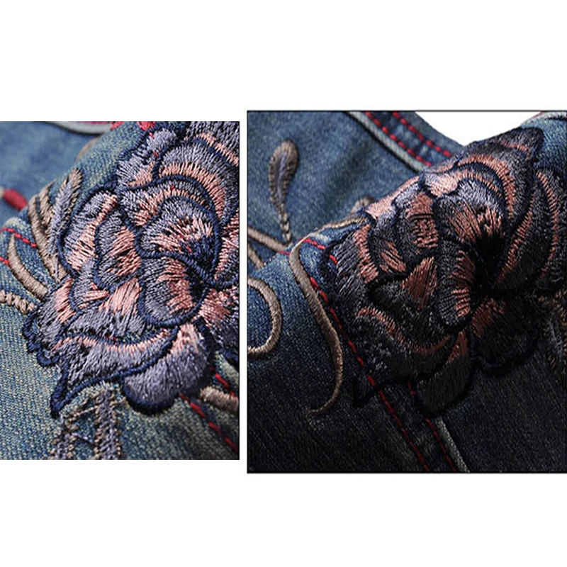 Женские джинсы с вышивкой FERZIGE эластичные Облегающие расклешенные брюки высокой