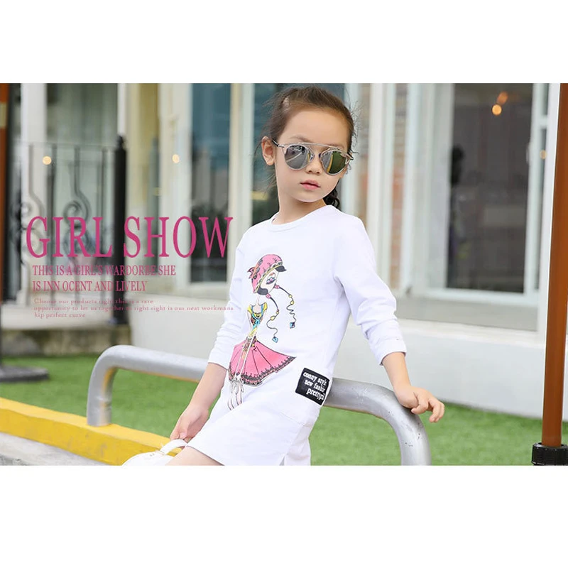 Детская одежда с модным принтом длинная футболка по самой низкой цене Куртки и