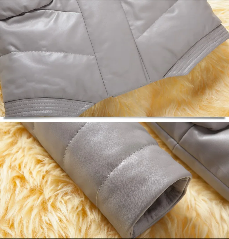 UHYTGF, M-4XL, модная, имитация лисьего меха, воротник, теплая, зимняя, кожаная куртка для женщин, роскошная, овечья кожа, пуховик, тонкое, Женское пальто, 86