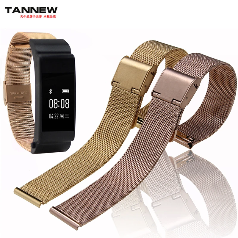 

Bracelet New Listing Stainless Steel Replacement Strap For Huawei B2 B3 Talkband Black Gold Silver Rose 15mm 16mm Watchband