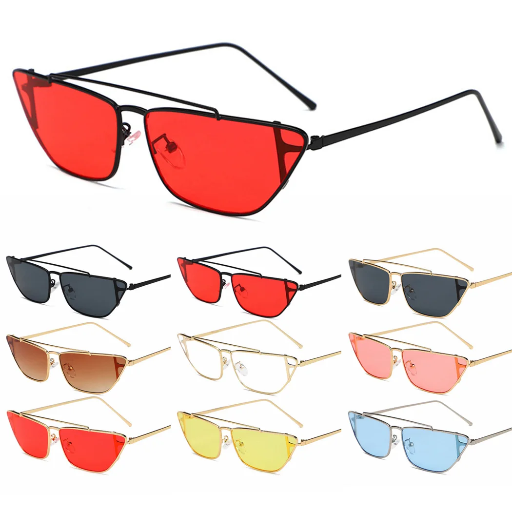 Красные розовые узкие сексуальные солнцезащитные очки женские Звездные хиппи