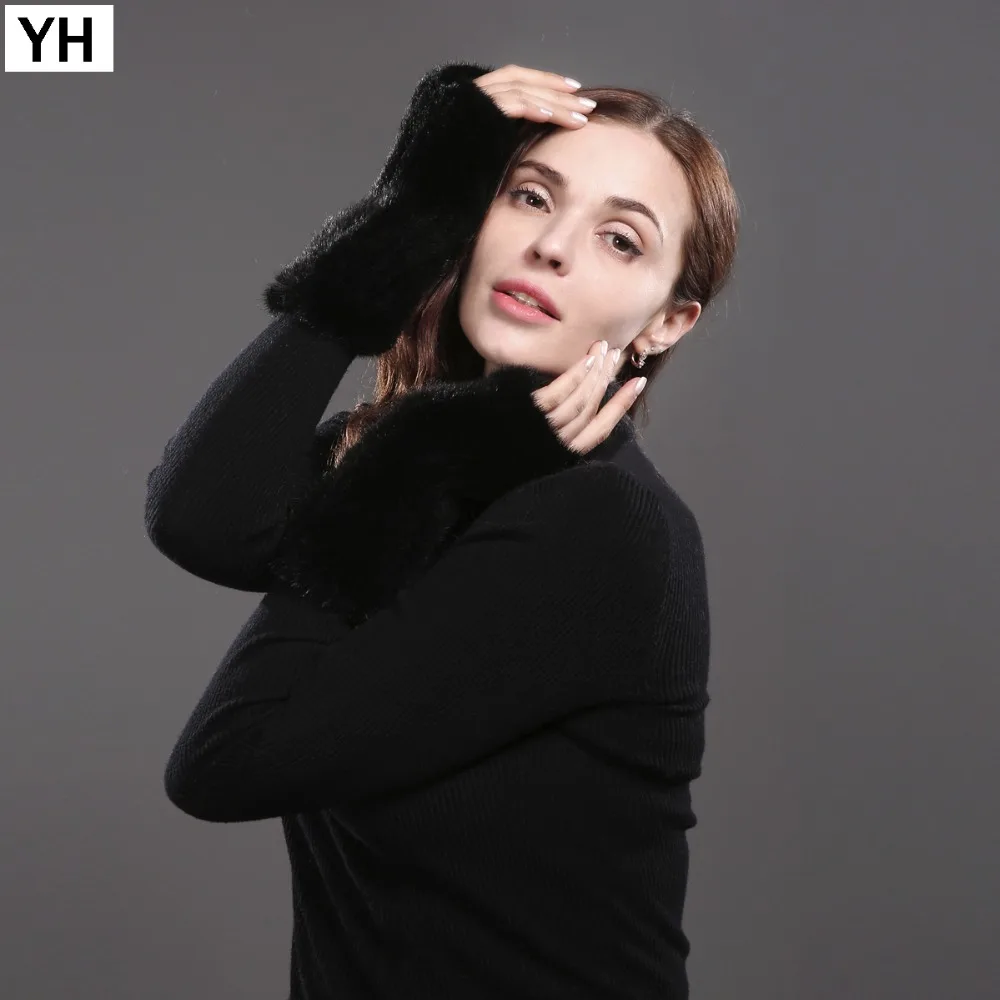Лидер продаж 2021 женские вязаные перчатки из натурального меха норки Хорошие