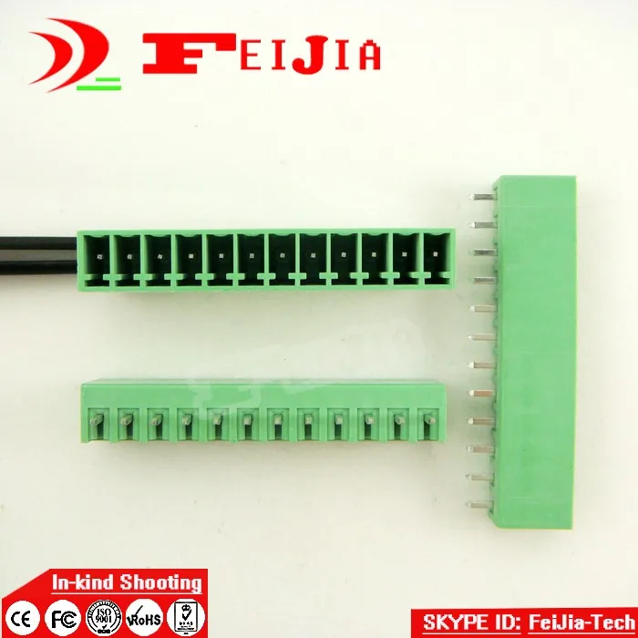 (50 шт./лот) 15edg 3. 5 12p прямой штырь PCB винтовой клеммный блок коннектор 3 мм Шаг 12