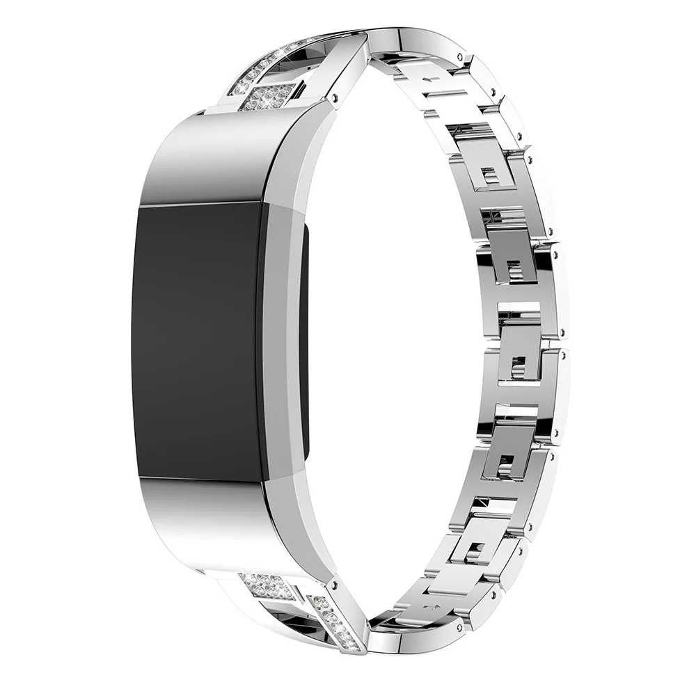 Браслет из нержавеющей стали со стразами для Fitbit charge2 часы ремешок ссылка сменный ремешок на запястье браслет для Charge Зарядка 2 полосы