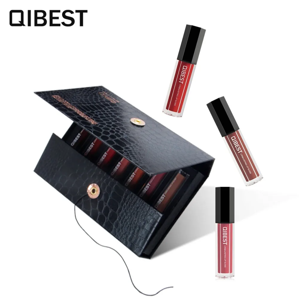 Бренд QIBEST набор для макияжа блеск губ с защитой от поцелуев жидкий тинт Женская