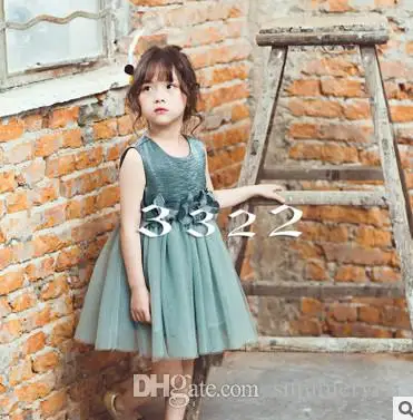 Children net yarn vest dresses Girls stereo petal princess Dress 2017 spring new kids splicing tulle tutu dress birthday dr | Детская