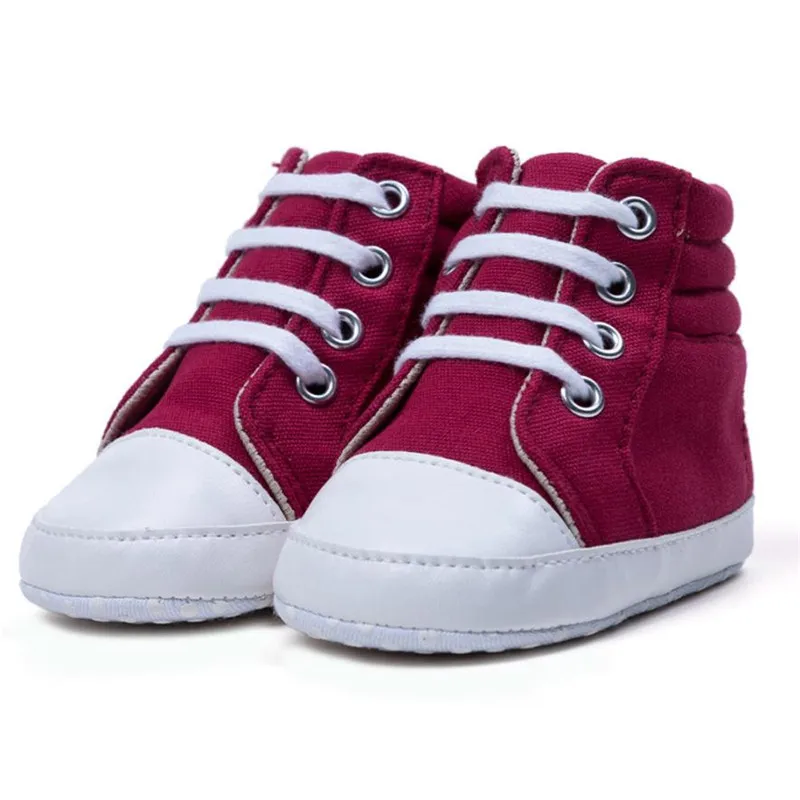 TELOTUNY/Мягкая Нескользящая парусиновая обувь с высоким берцем для новорожденных