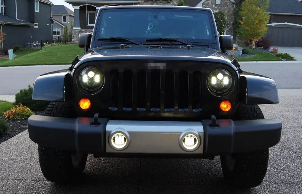 Черный/хром " светодиодный налобный фонарь для Jeep Wrangler TJ LJ JK JKU Rubicon Sahara для Ford Plymouth Classic Car Truck