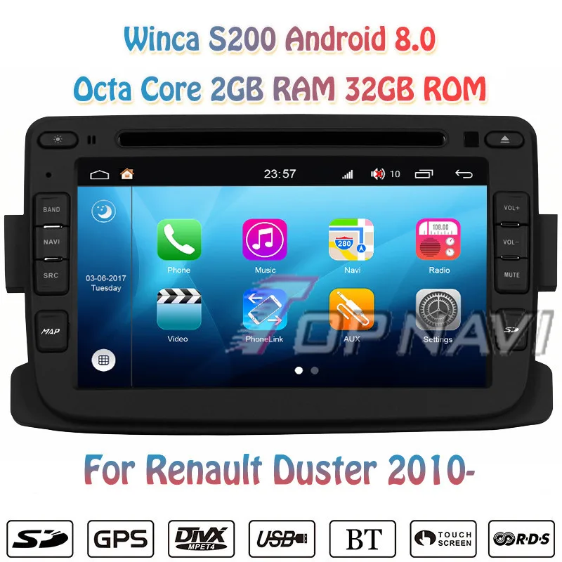 

Topnavi Octa Core S200 Android 8.0 Car DVD Multimedia Player for Duster Audio Radio Stereo 2DIN GPS Navigation In Dash