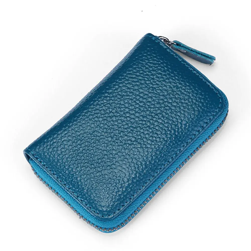 blue 1 шт., настоящий кредитный держатель для карт, визитная карточка, карман, кошелек на молнии, чехол для денег, визитная карточка, защитный чехол, унисекс кошелек - Цвет: blue