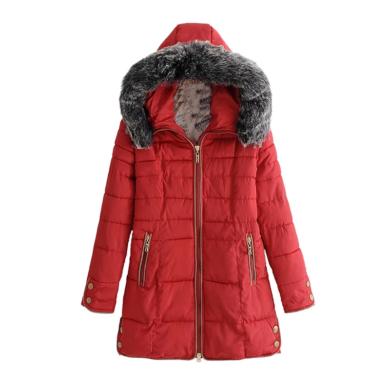 Черный Для женщин зимние военные куртки хлопка длинная парка искусственной