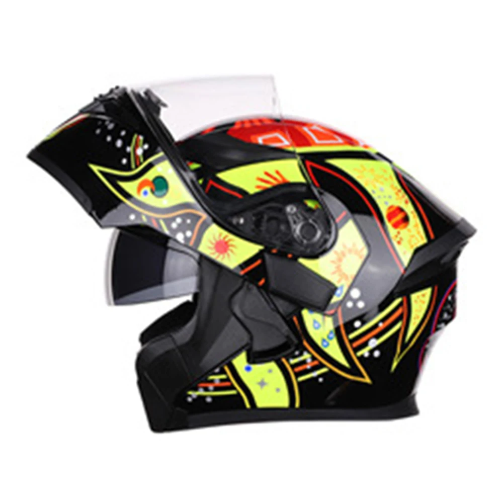 JK902-Black Yellow Мотоцикл Jiekai шлем откидной шлем дышащий комфортный двойной объектив Краш туринг мотоцикл полный шлем для мотоцикла - Цвет: JK902-Black Yellow
