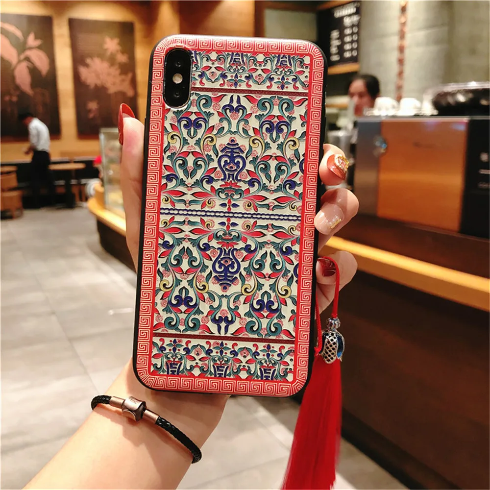 Классический ретро цветок силиконовый чехол для iPhone 5 5S SE X 6 6s 7 8 плюс мягкая TPU