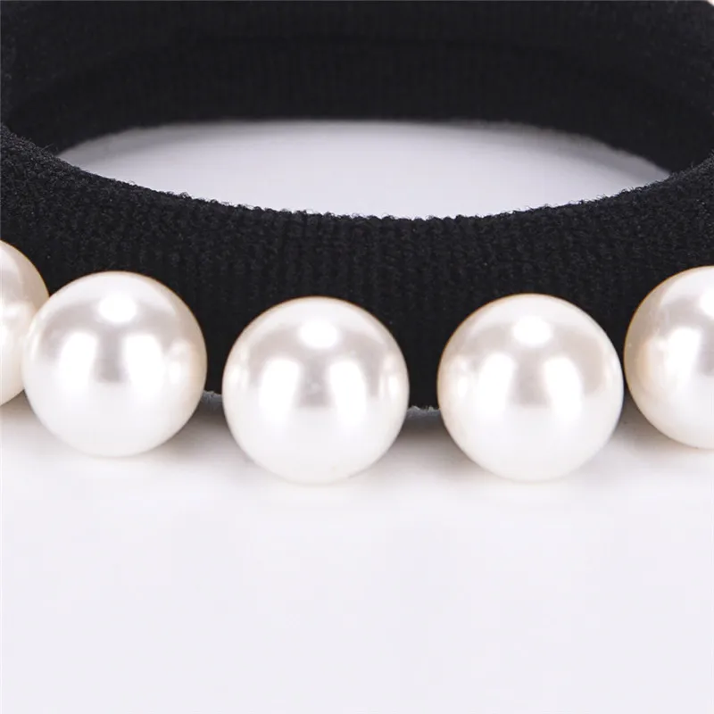 1 шт. повязка на голову для девочек эластичная волос с жемчугом Черная веревка