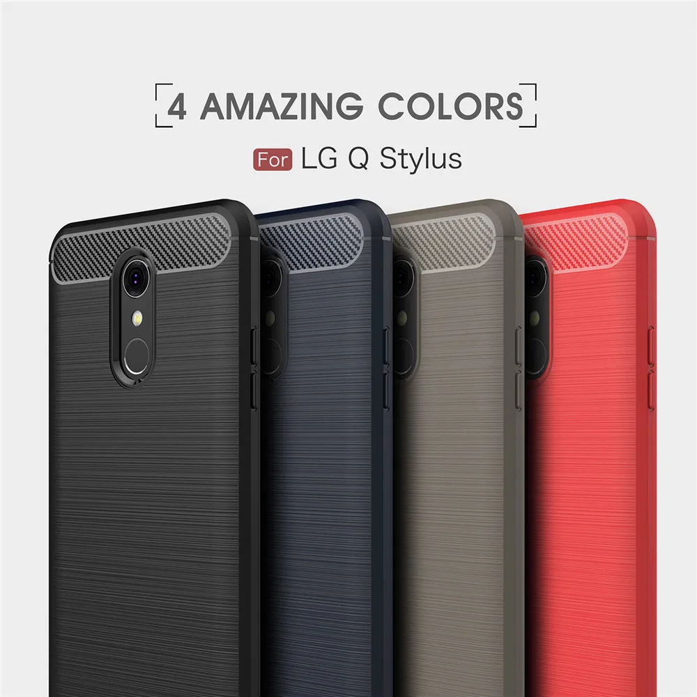 Lenuo чехол для LG Q Stylus ТПУ Мягкий углеродного волокна силиконовые матовый