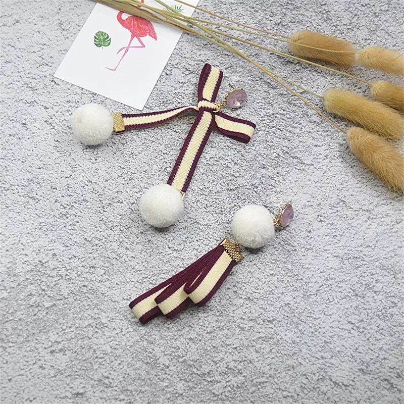 Модные Белые/белый/серый pom шары длинные Серьги для Для женщин ленты помпоном