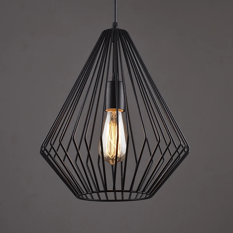 

Nordic Retro Art Deco Black Iron Pendant Lamp Suspension Light Metal Cover Lighting Dining Room Home Bar Cafe Fixtures PL494