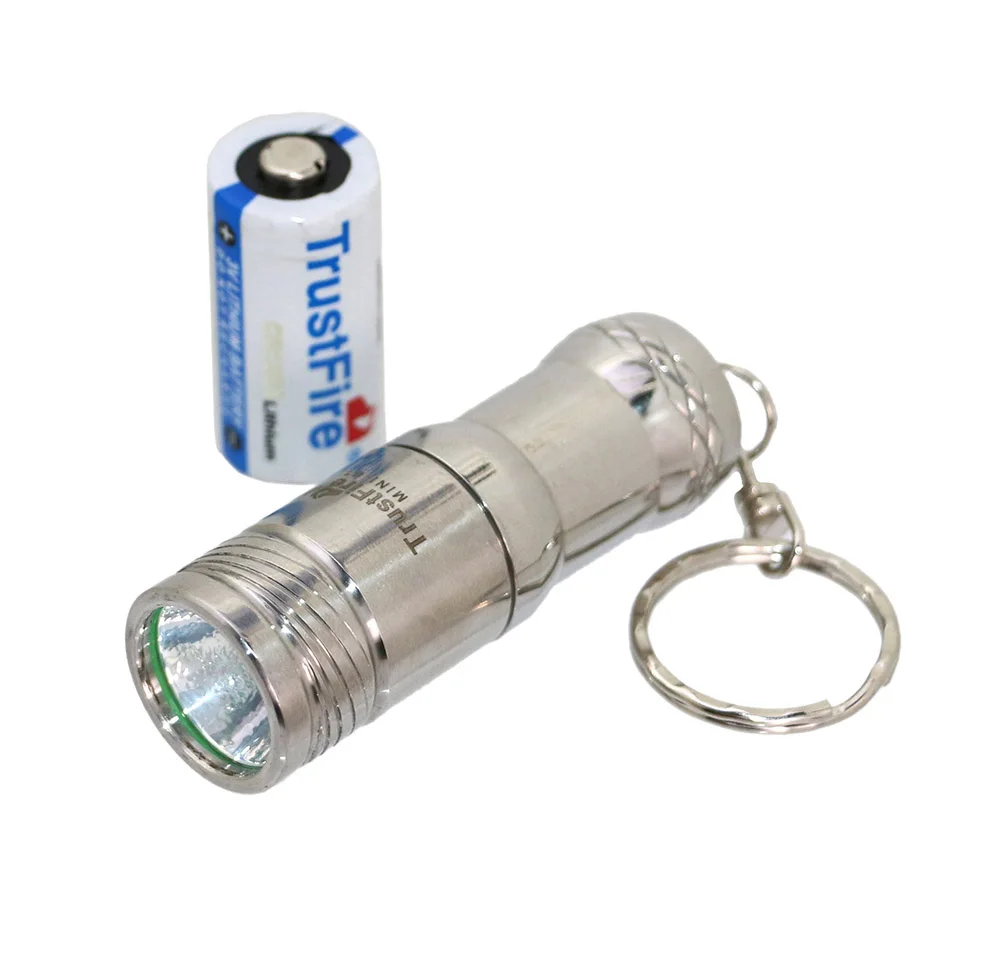 Trustfire мини Нержавеющая сталь брелок фонарик XM L 3 режима светодио дный Факел + CR123A