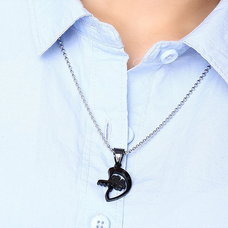 CN-038 2pcs/lot Men Women Stainless Steel Key Heart Couple Pendant Necklace With Cubic Zirconia Romantic Lovers Puzzle |