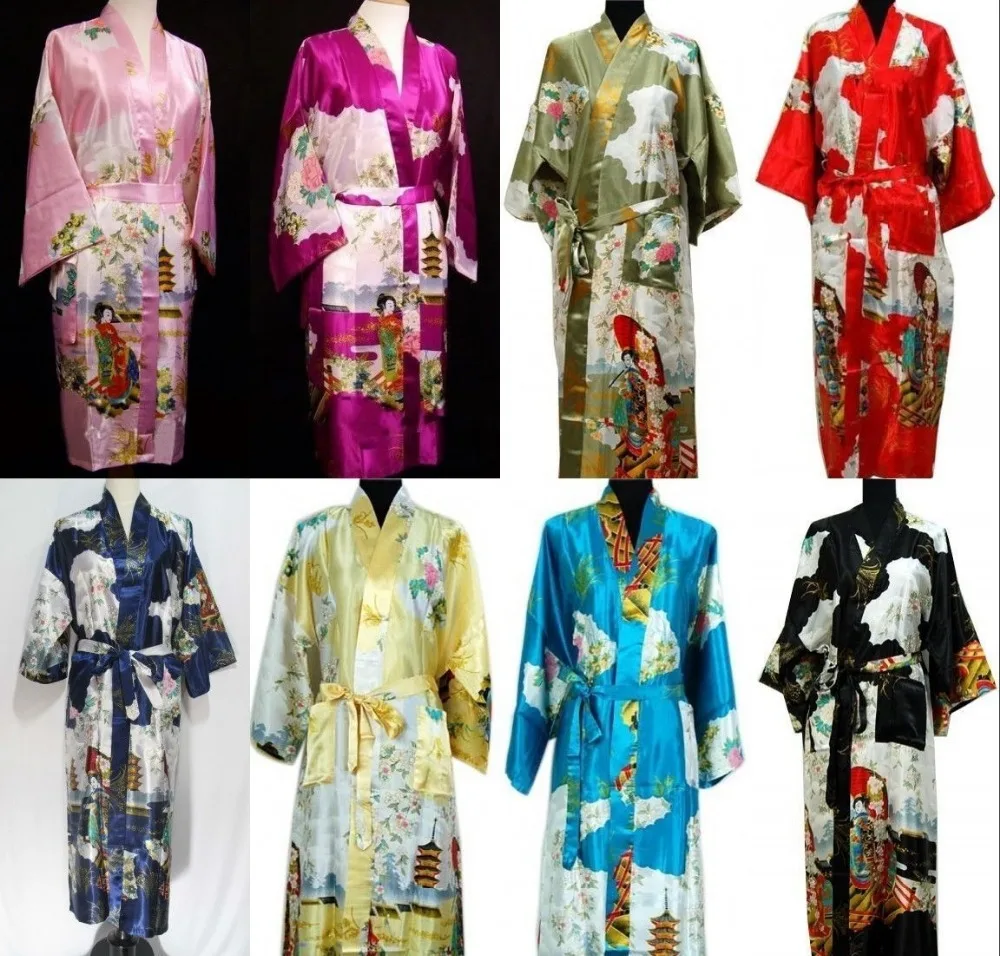 Топ новый стиль Модный китайский Шелковый/атласный женский мужской Халат кимоно