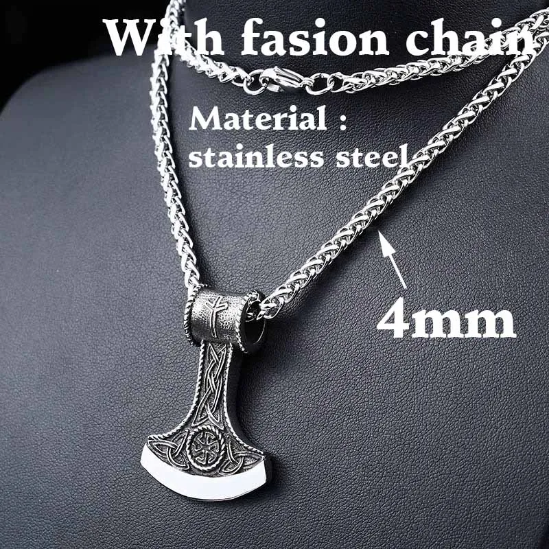 fashion chain style Байер 316L из нержавеющей стали амулет кулон ожерелье подвеска в виде топора в стиле легендарных викингов кулон с рунами vikingnorth ювелирные изделия-талисманы - Окраска металла: fashion chain style
