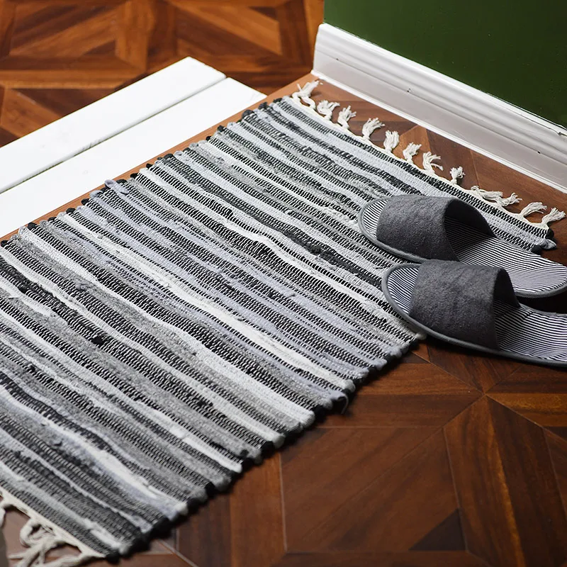 Ковер для кухни, хлопок, геометрический пол, коврик для входной двери, Tapis De Cuisine, Нескользящие тканые коврики ручной работы, ковры 76x47 см