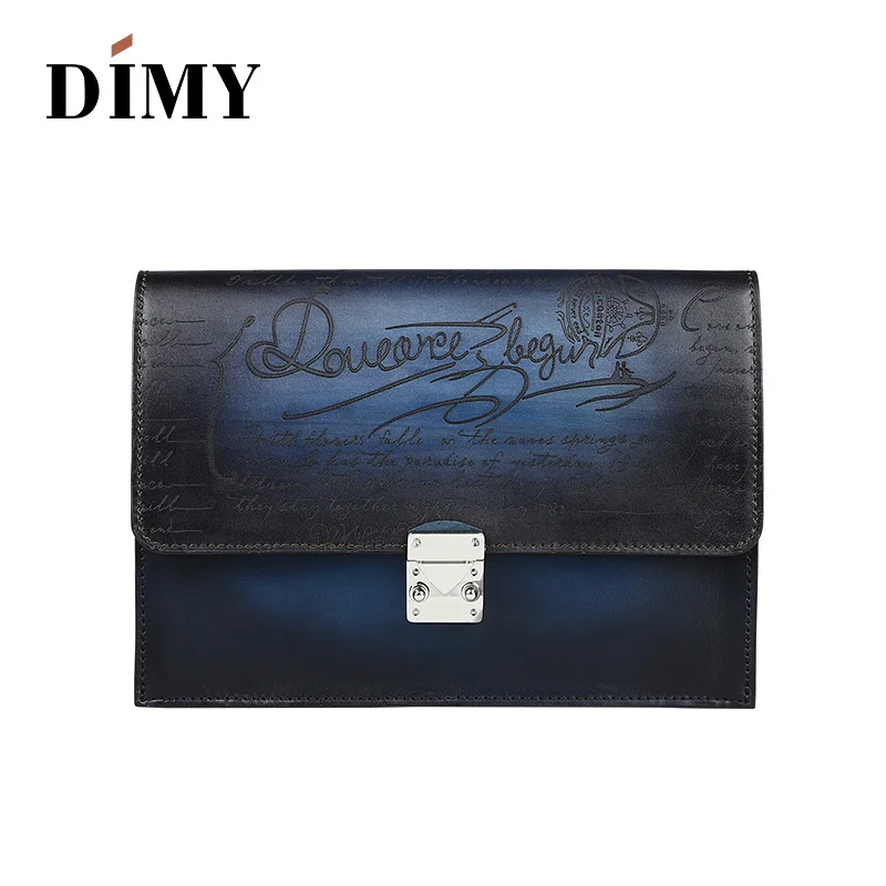 DIMY сделанный вручную с патиной винтажный телячья кожа клатч-конверт мужской