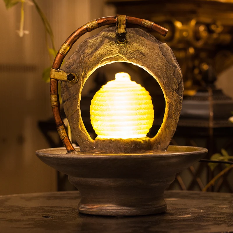 Мини светодиодный водяной фонтан 110 в 240 бонсай фэн шуй хрустальный шар