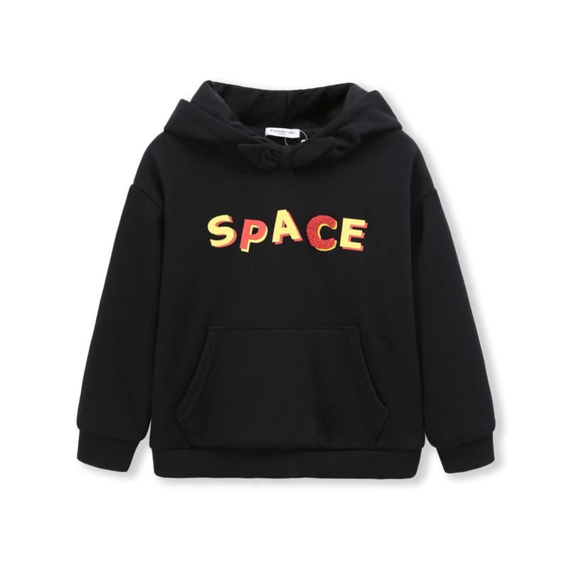 Balabala Toddler Boy Fleece-Lined Hooded Sweatshirt with Kangaroo Pocket Kids Pullover Hoodie Bow Knot Ribbed Cuff and Hem | Мать и