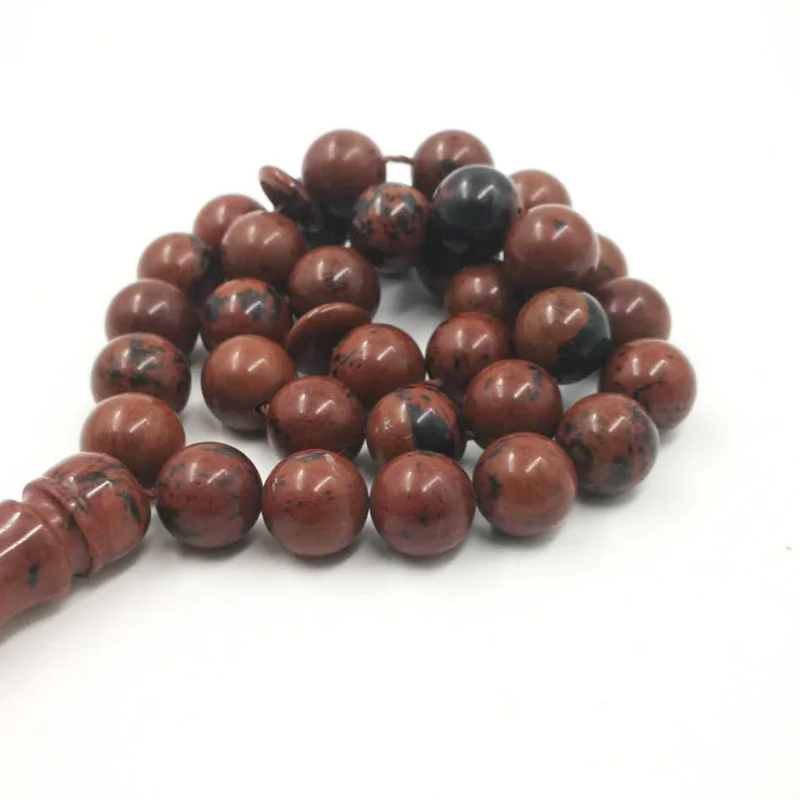 Натуральный Красный обсидиан Tasbih мужской четки Редкий Камень 33 мусульманская
