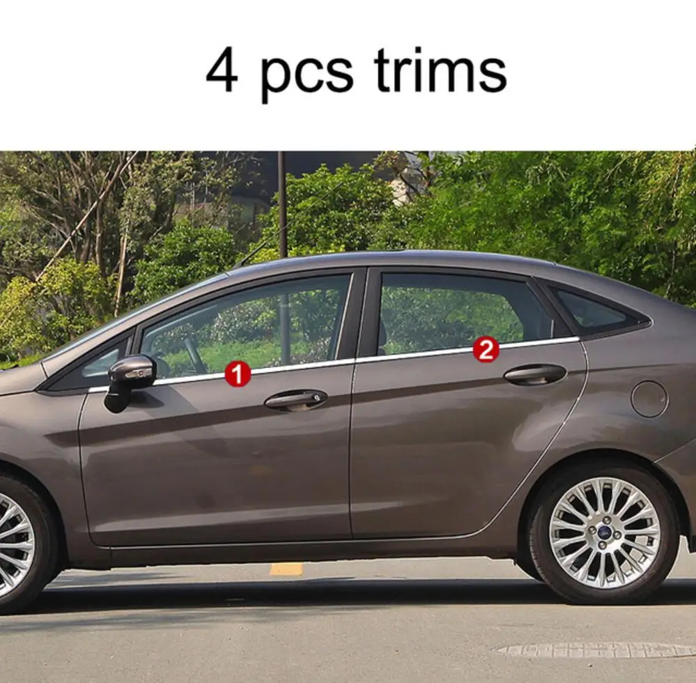 4 pcs trims 2 sedan Нержавеющая сталь снаружи подоконник крышка планки автомобильные аксессуары для форд фиеста 2009 2010 2011 2012 2013- стайлинга автомобилей - Название цвета: 4 pcs trims 2 sedan
