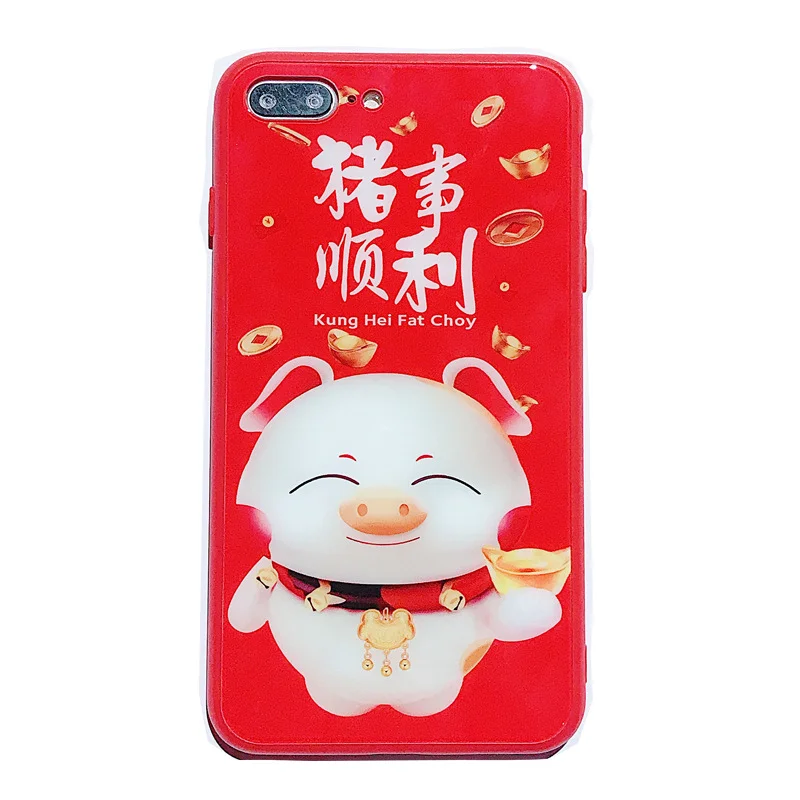 Новогодний чехол Lucky Cat and The Pig Phone Чехол для IPhone 7X6 XS 6S XR MAX 8 мягкий 6 7 Plus |