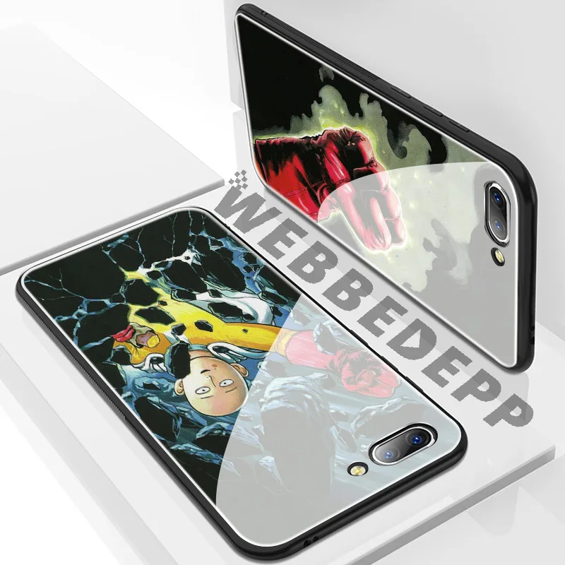 WEBBEDEPP One Punch Man Cartoon Tempered Glass Case for Huawei Mate 20 P20 P10 P Smart 2019 2018 & Honor 10 9 8X 7A Lite Pro |