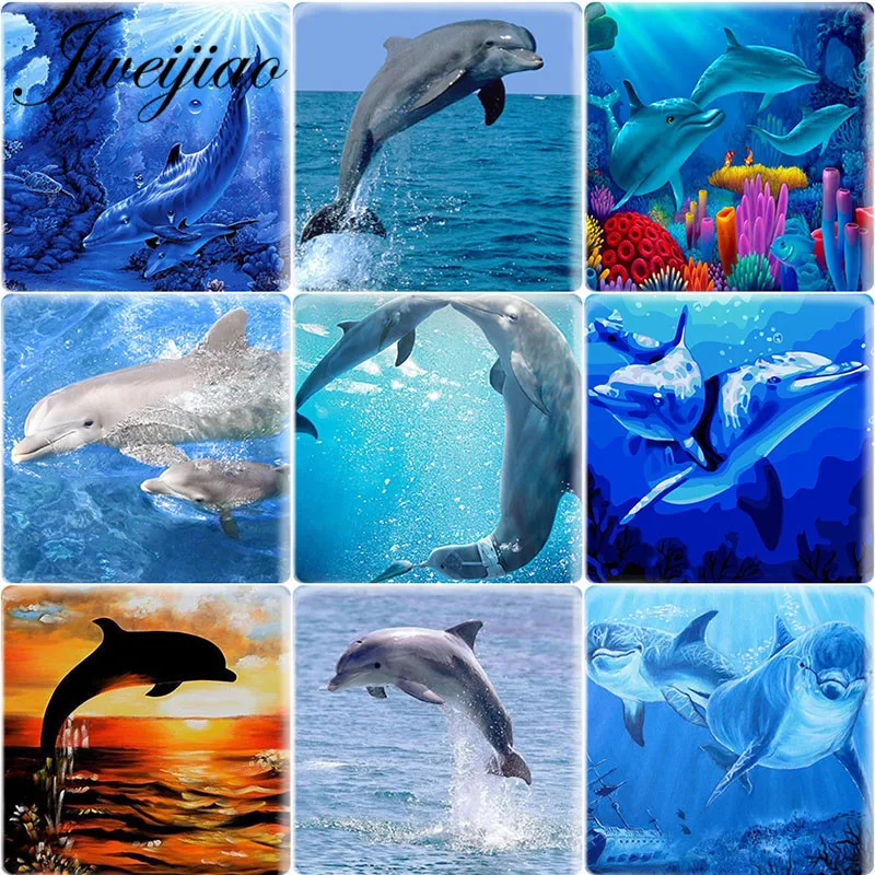 

JWEIJIAO Dolphins Art Picture Square 12mm DIY Glass Cabochon Pattern Dome Jewelry Accessories Supplies For Earrings