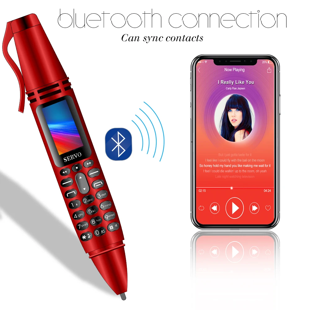 SERVO K07 ручка мини мобильный телефон 0,9" крошечный экран двойная SIM GSM Bluetooth Dialer камера Фонарик мобильные телефоны с записью ручка