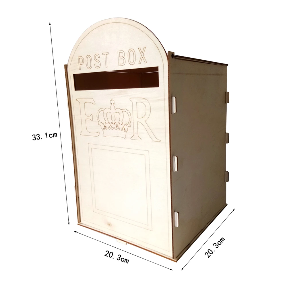 DIY Wooden Invitation Card Storage Box with Lock Carving Mr & Mrs Crown Pattern Vintage Wedding Post souvenir Mail Love | Дом и сад