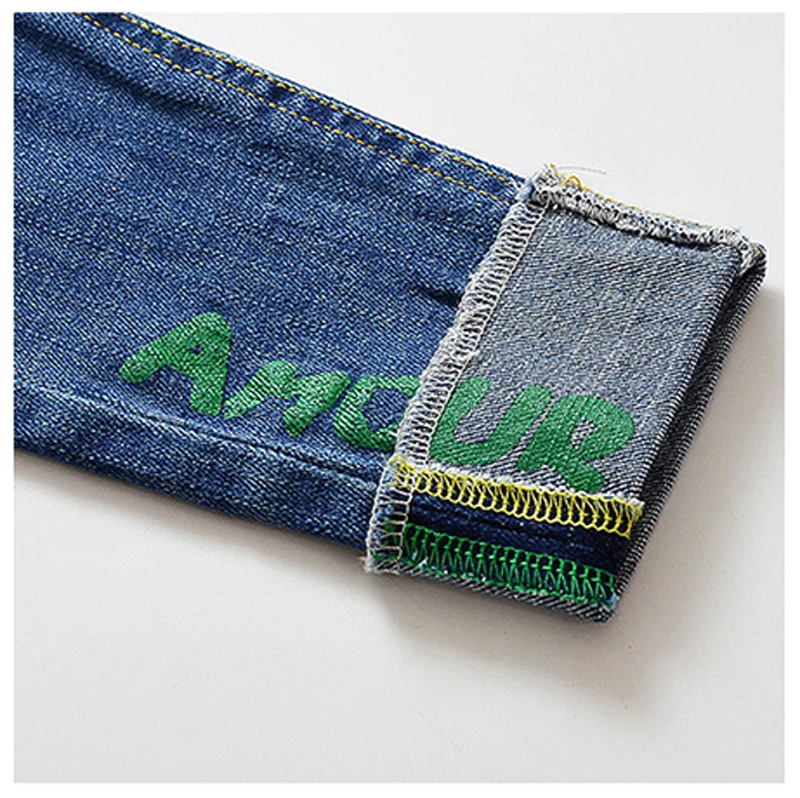 DIIMUU Girls Jeans Autumn Letter Print Denim Pants Kids Loose Sterch Children Casual Long Trousers for 5-13Years |