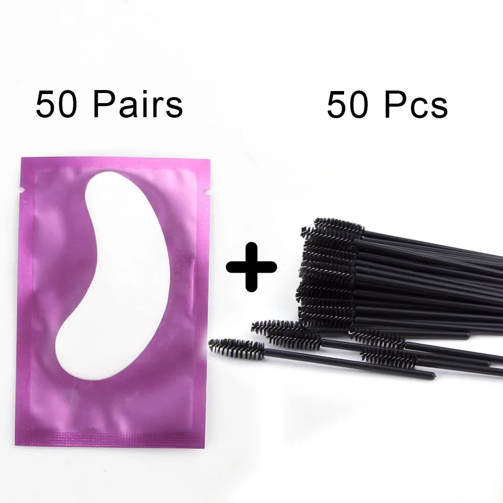 purple set2 100 шт накладки для глаз бумажные нашивки наклейки "ресницы" обертывание и 50 шт одноразовая щетка для ресниц для 150 шт ресницы удлинитель Макияж инструмент - Цвет: purple set2