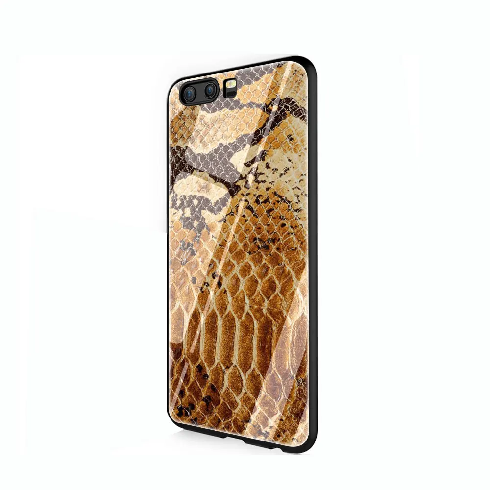 G1 Питон желтое золото, змея кожа закаленного стекла чехол для телефона huawei mate P 10 20 30 Lite Pro Y9 Honor 8X 7A - Цвет: G1
